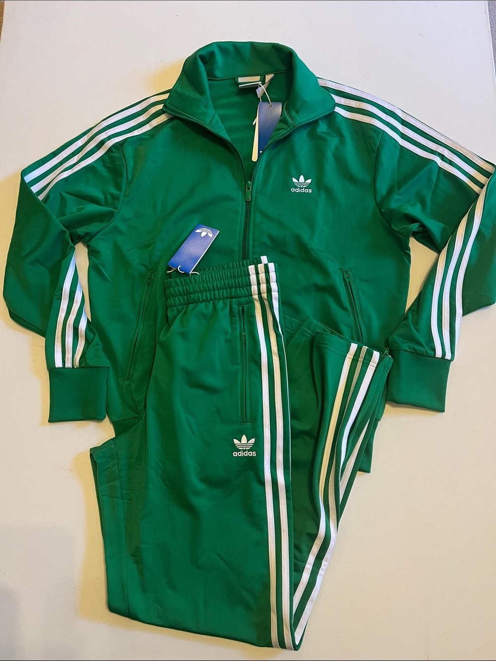 Adidas Firebird Track Suit Mens S Jacket Pants zip cuff Green Originals NWT $155